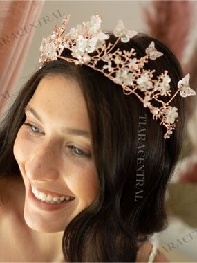 Butterfly tiara Floral Crystal Tiara - Women Accessories